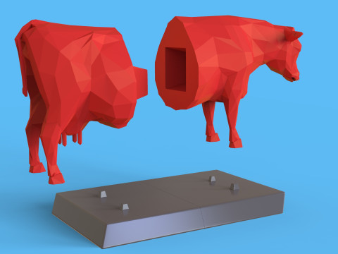 Low Poly Sculpture Cow Model 3D