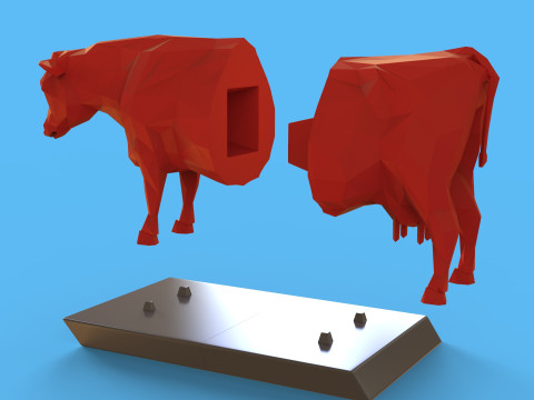 Low Poly Sculpture Cow Model 3D