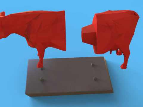 Low Poly Sculpture Cow 3D Model