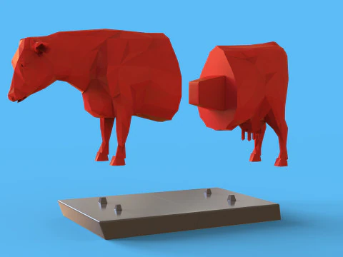 Low Poly Sculpture Cow 3D Model