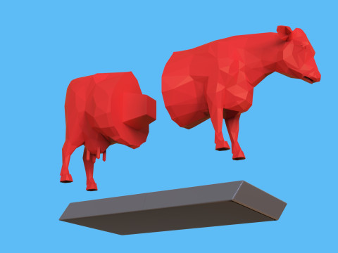 Low Poly Sculpture Cow Model 3D