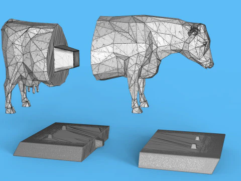 Low Poly Sculpture Cow 3D Model