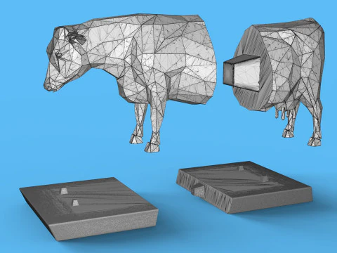 Low Poly Sculpture Cow 3D Model