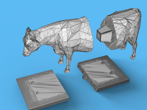 Low Poly Sculpture Cow Model 3D