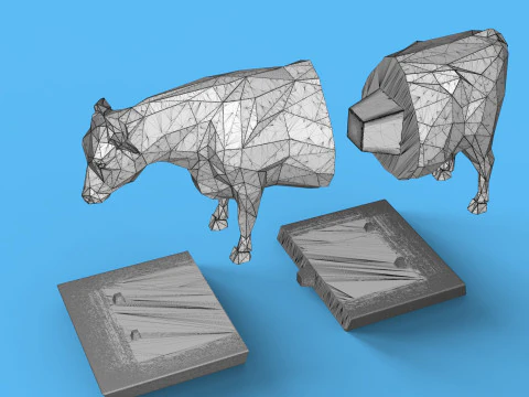 Low Poly Sculpture Cow 3D Model