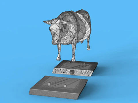 Low Poly Sculpture Cow 3D Model
