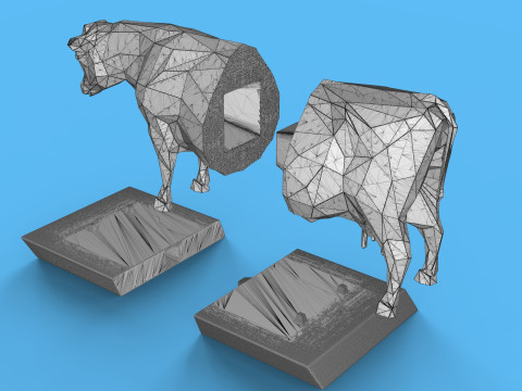 Low Poly Sculpture Cow Model 3D