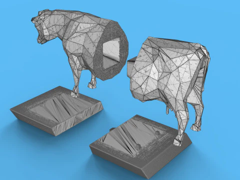 Low Poly Sculpture Cow 3D Model