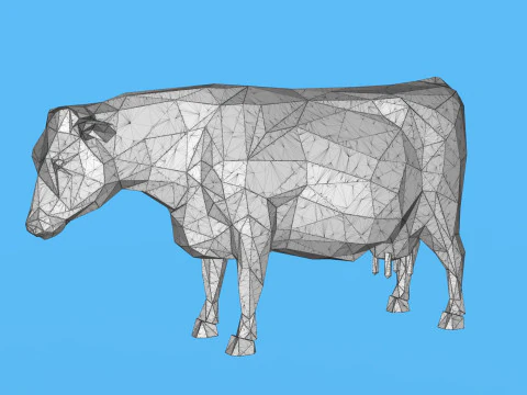 Low Poly Sculpture Cow 3D Model