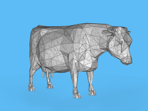 Low Poly Sculpture Cow Model 3D