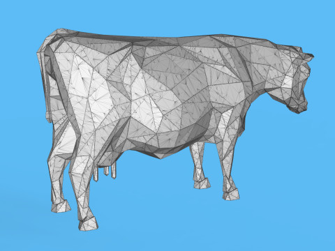 Low Poly Sculpture Cow Model 3D