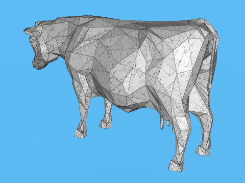 Low Poly Sculpture Cow Model 3D