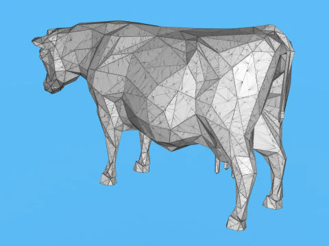 Low Poly Sculpture Cow 3D Model