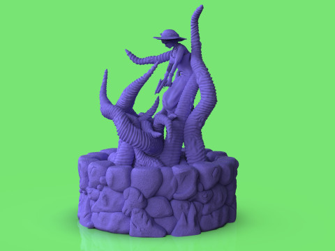 Diorama Jenny VS Tentacles 3Dモデル