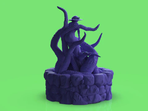 Diorama Jenny VS Tentacles 3D Model