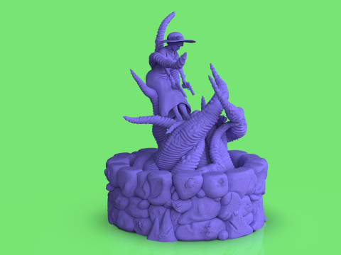 Diorama Jenny VS Tentacles 3Dモデル