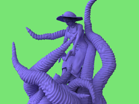 Diorama Jenny VS Tentacles 3Dモデル