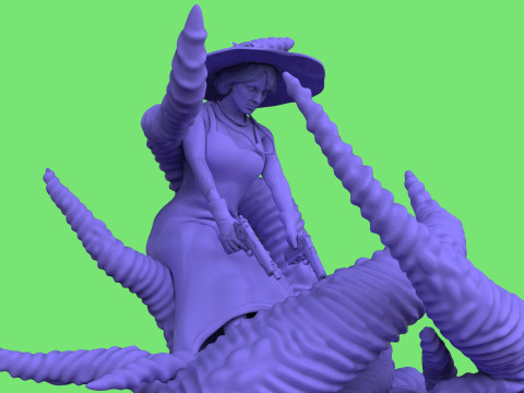 Diorama Jenny VS Tentacles 3Dモデル
