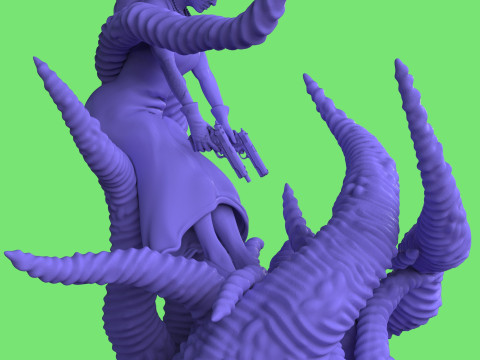 Diorama Jenny VS Tentacles 3Dモデル
