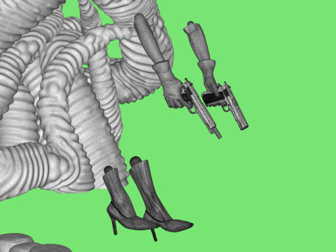Diorama Jenny VS Tentacles 3Dモデル