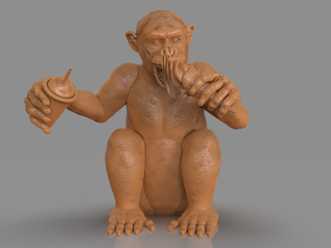 Chimp Ice Cream Addict 3D-Modell