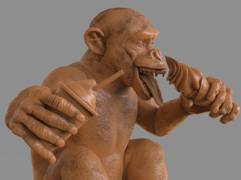 Chimp Ice Cream Addict 3D Модель