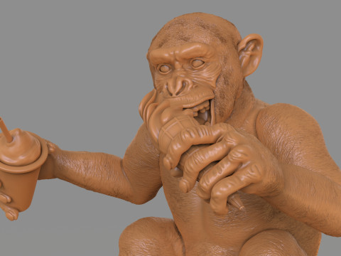 Chimp Ice Cream Addict 3D Модель