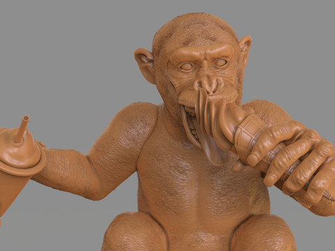 Chimp Ice Cream Addict 3D Модель