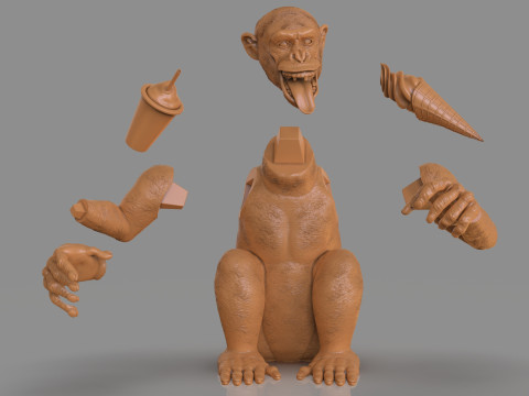 Chimp Ice Cream Addict 3D Модель
