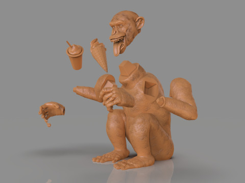 Chimp Ice Cream Addict 3D Модель