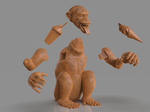 Chimp Ice Cream Addict 3D Модель