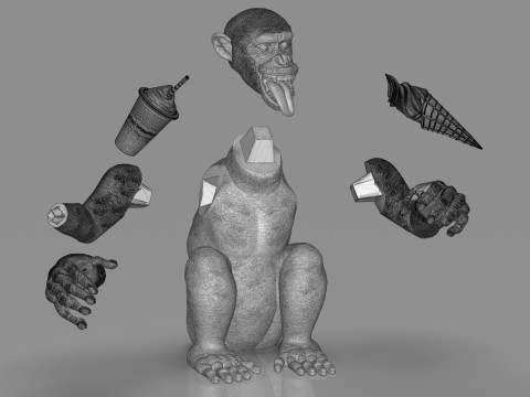 Chimp Ice Cream Addict 3D Модель