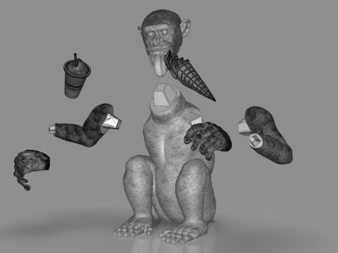 Chimp Ice Cream Addict 3D Модель