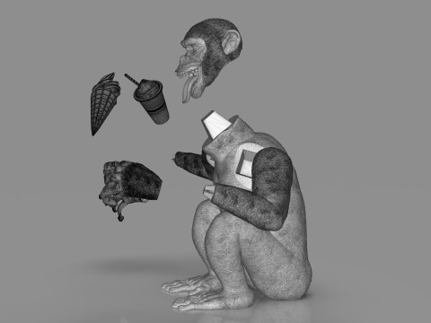 Chimp Ice Cream Addict 3D Модель