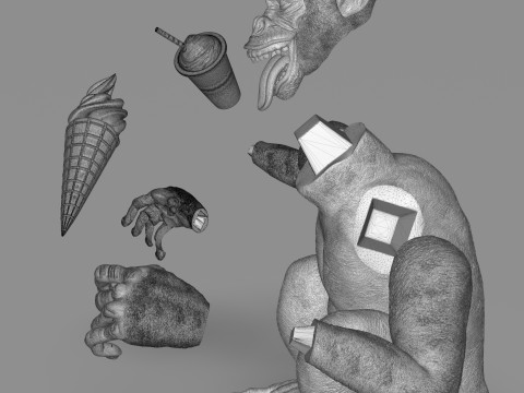Chimp Ice Cream Addict 3D Модель