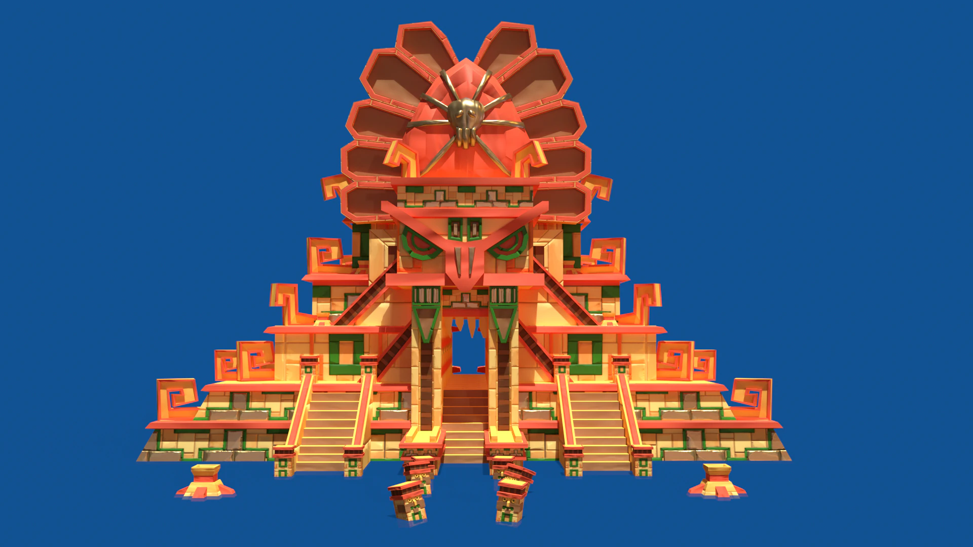 Stylized Incan Temple 3D Model .c4d .max .obj .3ds .fbx .stl .blend 