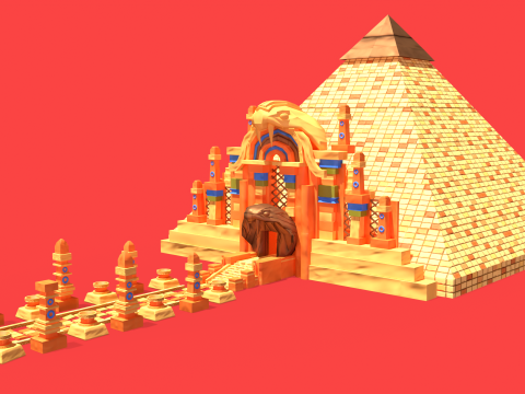 Stylized Serpent Temple 3D Model