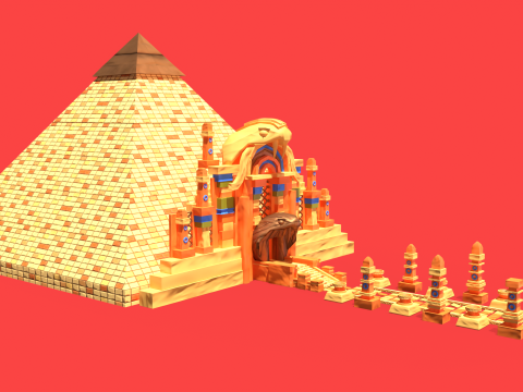 Stylized Serpent Temple 3D Model