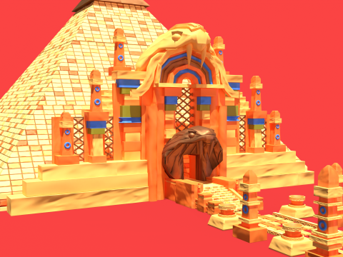 Stylized Serpent Temple 3D Model