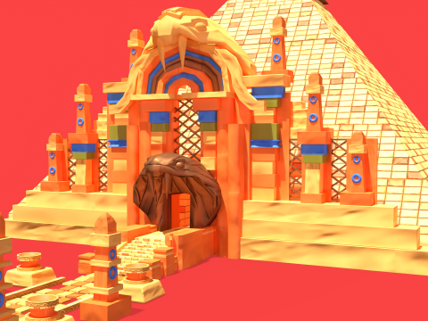 Stylized Serpent Temple 3D Model
