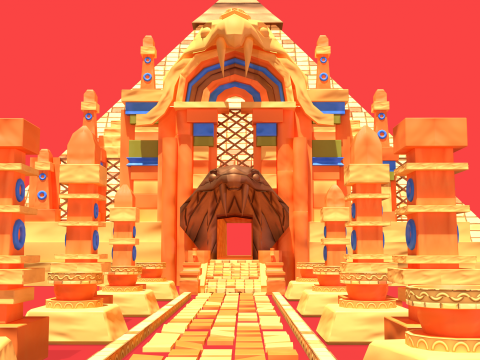Stylized Serpent Temple 3D Model