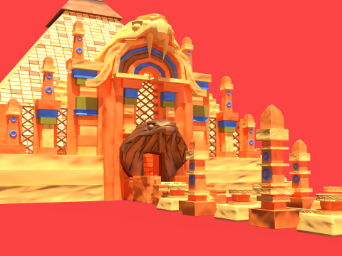 Stylized Serpent Temple 3D Model
