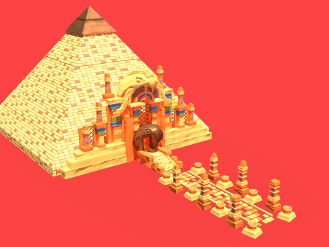Stylized Serpent Temple 3D Model