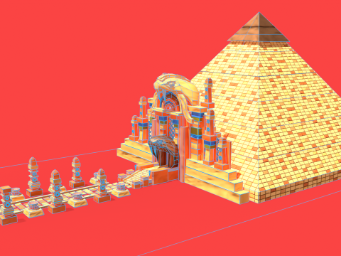 Stylized Serpent Temple 3D Model