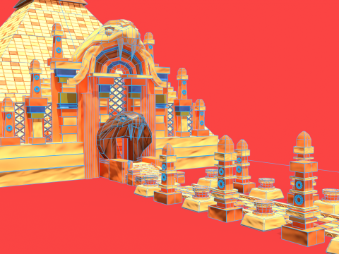 Stylized Serpent Temple 3D Model