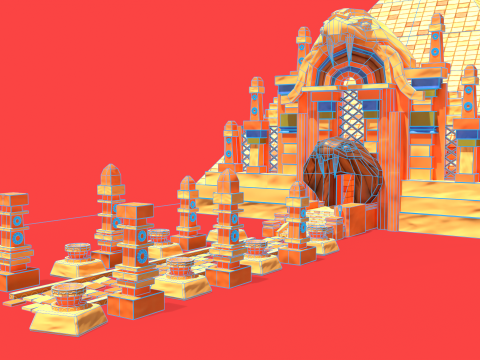 Stylized Serpent Temple 3D Model