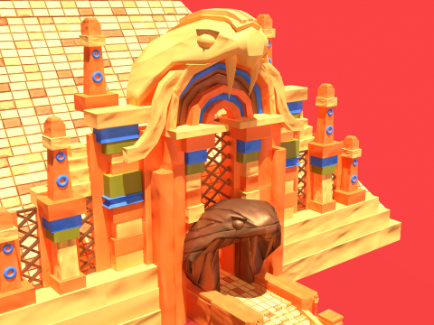 Stylized Serpent Temple 3D Model