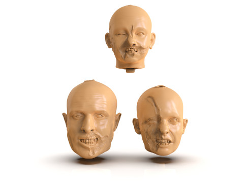 Family Zombie Heads 3D-printmodel