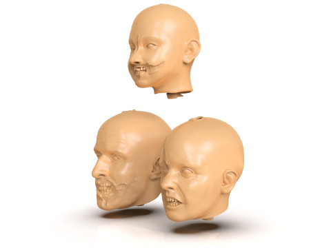 Family Zombie Heads 3D Print Model