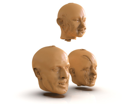 Family Zombie Heads 3D Print Model